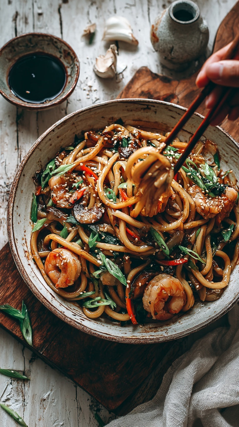 LOW CARB Garlic Shrimp Yaki Udon (Better Than Takeout!)
