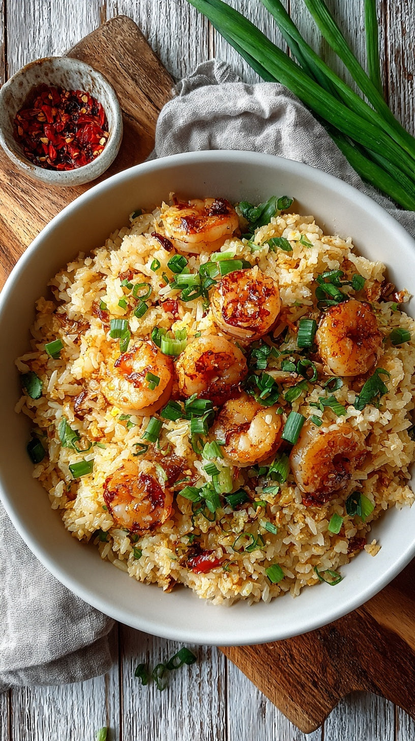 LOW CARB Garlic Butter Prawn Fried Rice