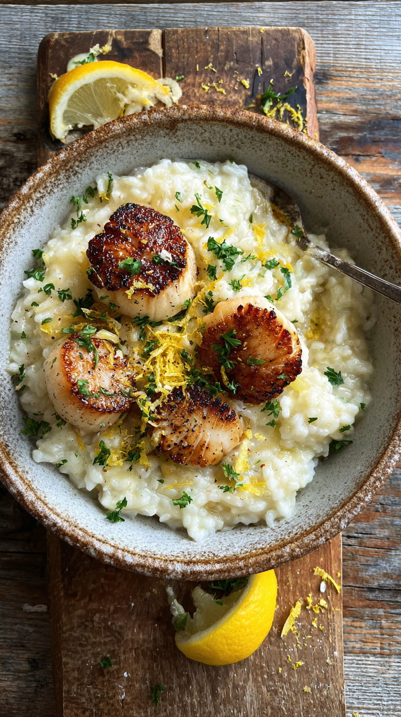Low Carb Creamy Lemon Garlic Butter Scallop Risotto