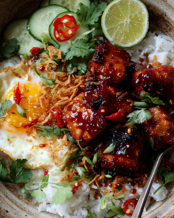 Low Carb Malaysian Sambal Chicken Rice Bowl