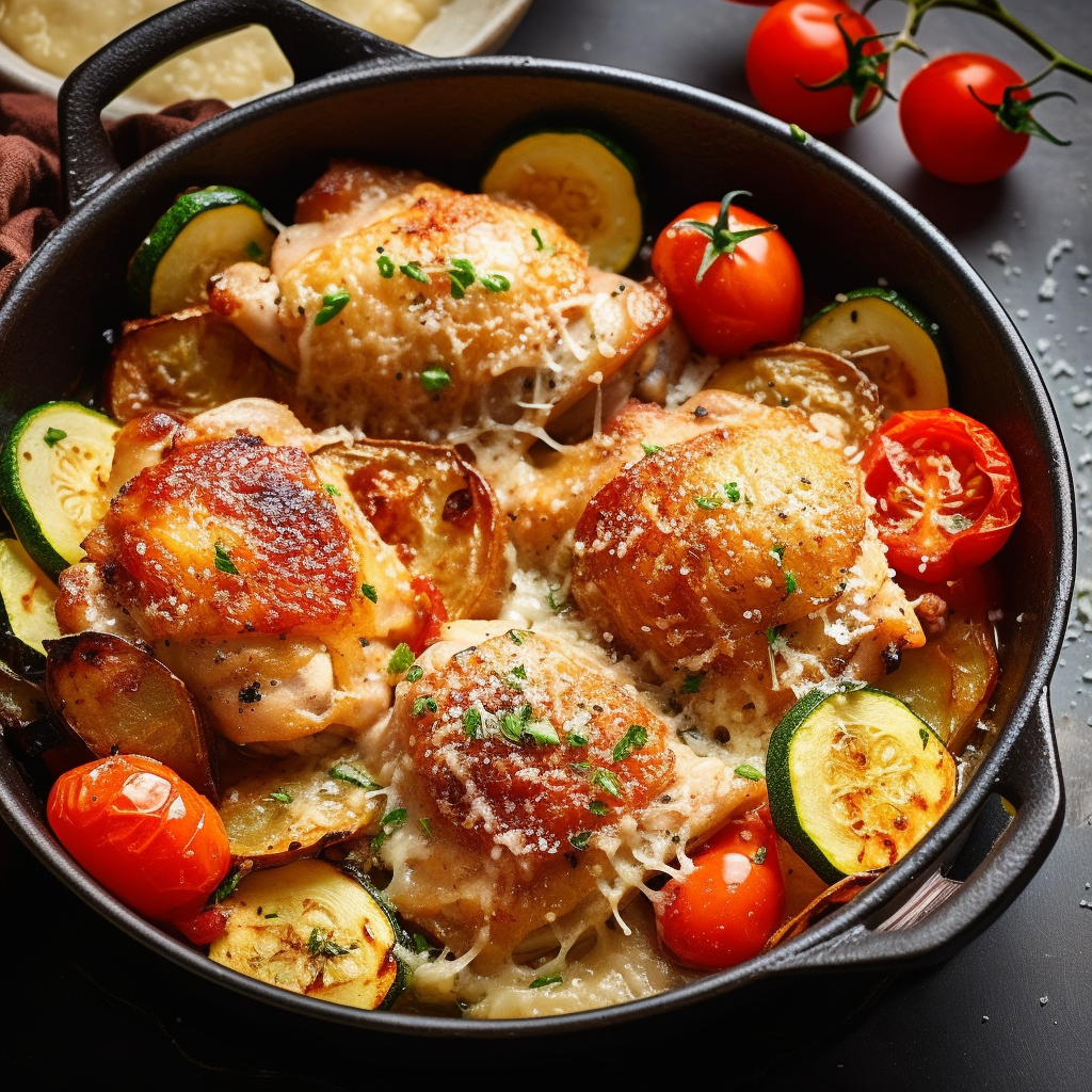 ダイエットフード Lowkey Low Carb Baked Chicken with Zucchini and Tomato | Easy Keto Recipe