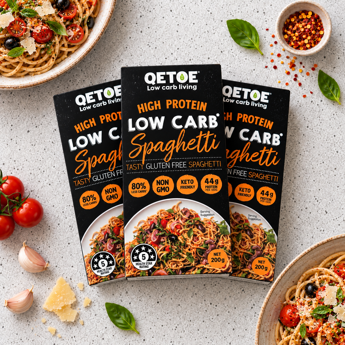 Qetoe Organic Low Carb Spaghetti - 4 x Value Pack