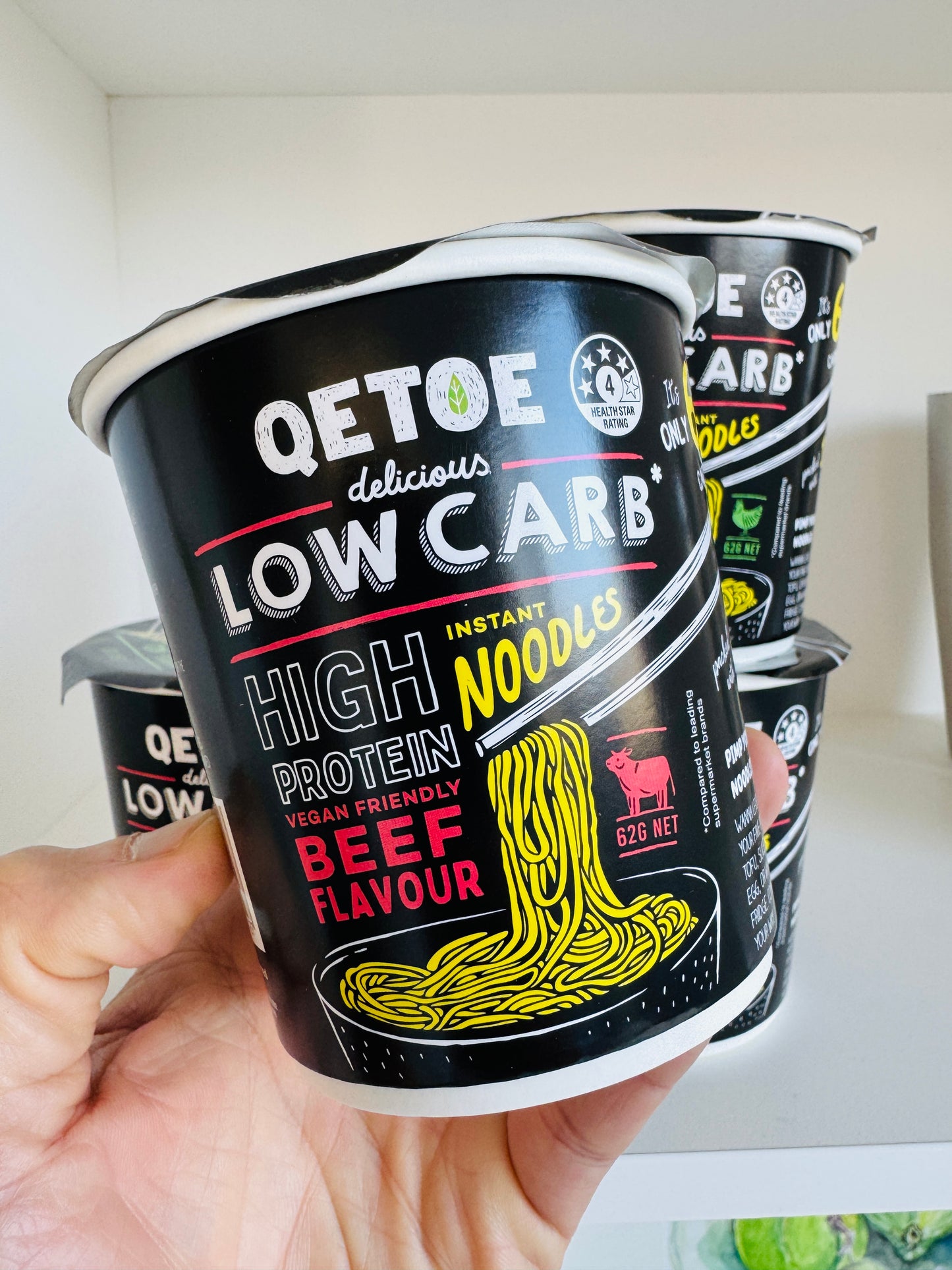 Qetoe Low Carb High Protein Instant Cup Noodle - Beef Flavour