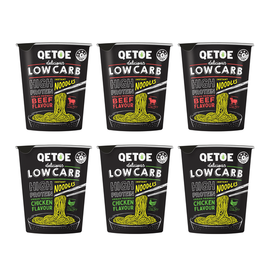Qetoe Low Carb High Protein Instant Cup Noodle - COMBO 6 PACK