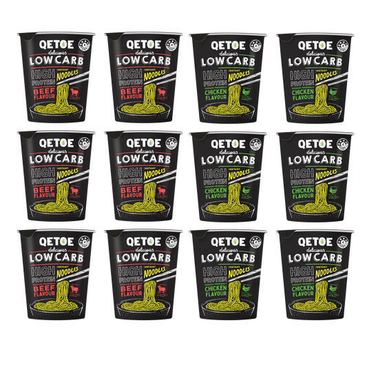 Qetoe Low Carb High Protein Instant Cup Noodle - COMBO 12 PACK
