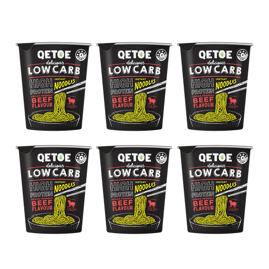 Qetoe Low Carb High Protein Instant Cup Noodle - BEEF 6 PACK