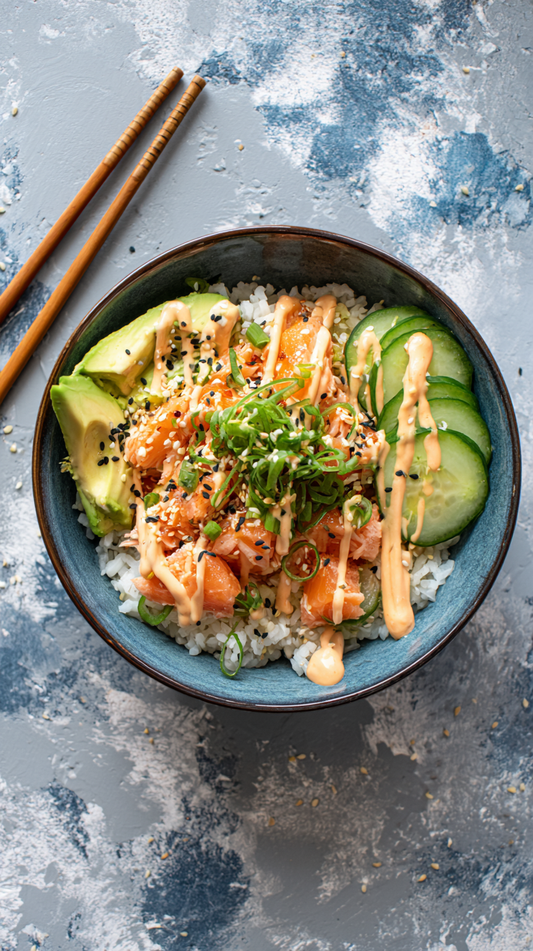 Spicy Salmon Qetoe Low Carb Rice Bowl