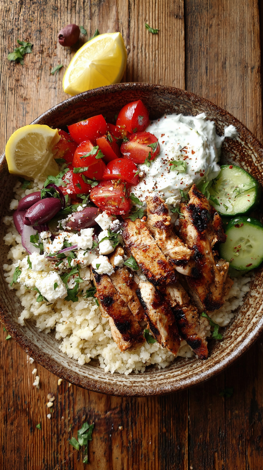 Low Carb Greek Chicken Qetoe Rice Bowl