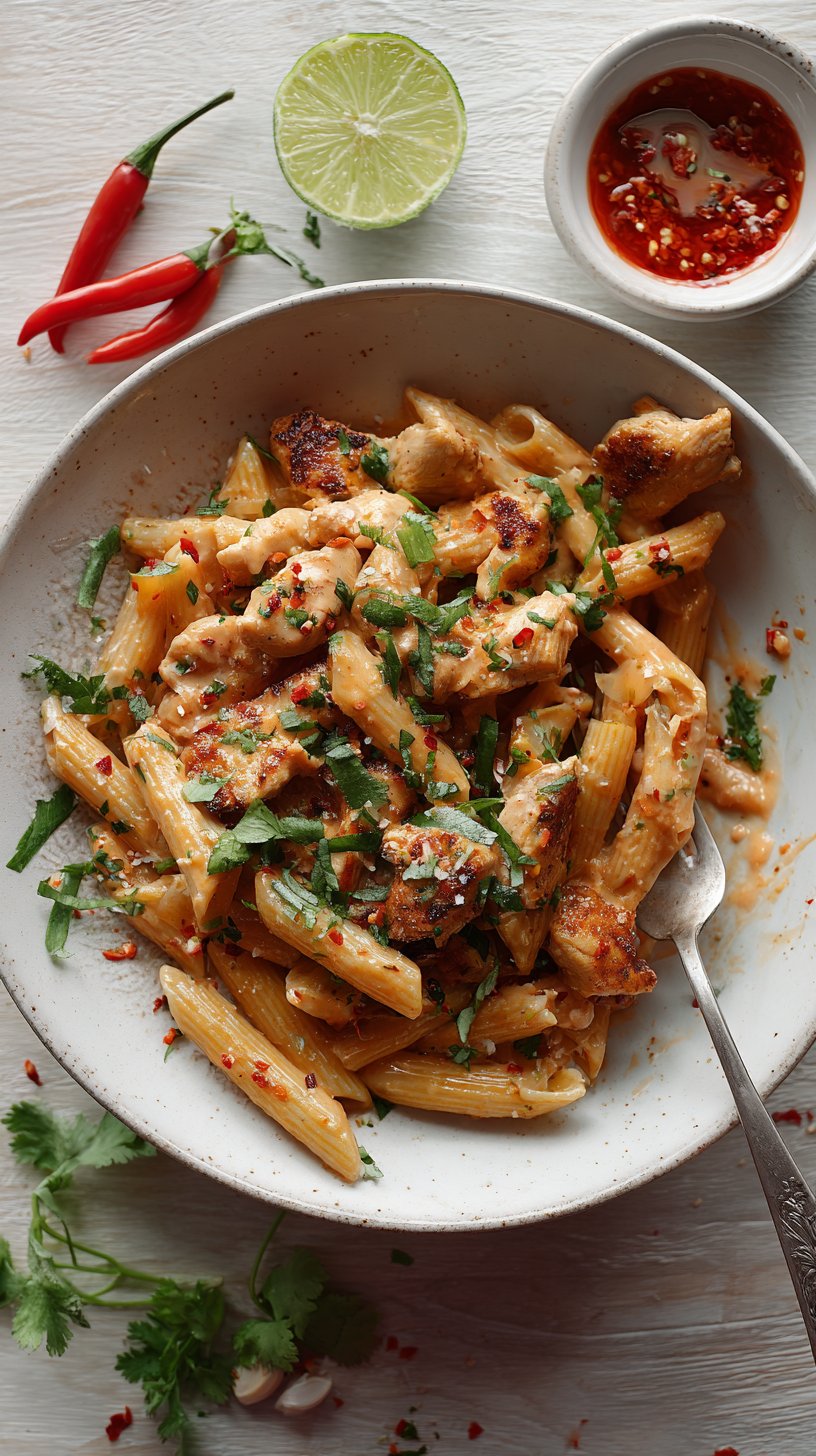 LOW CARB SWEET CHILLI CREAM CHICKEN PENNE