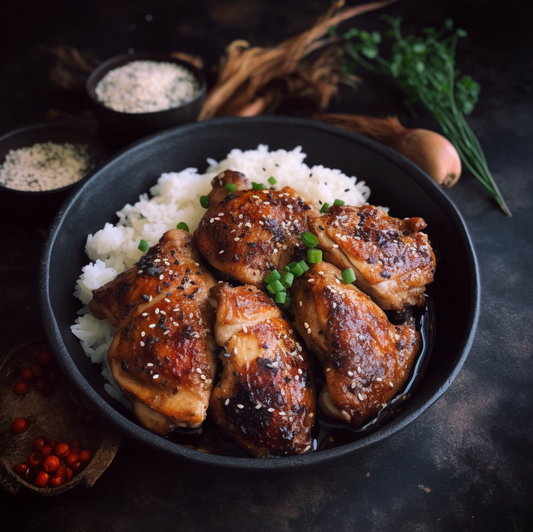 Black Pepper Garlic chicken on low carb rice