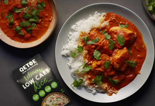 Low Carb Butter Chicken with Qetoe Low Carb Rice