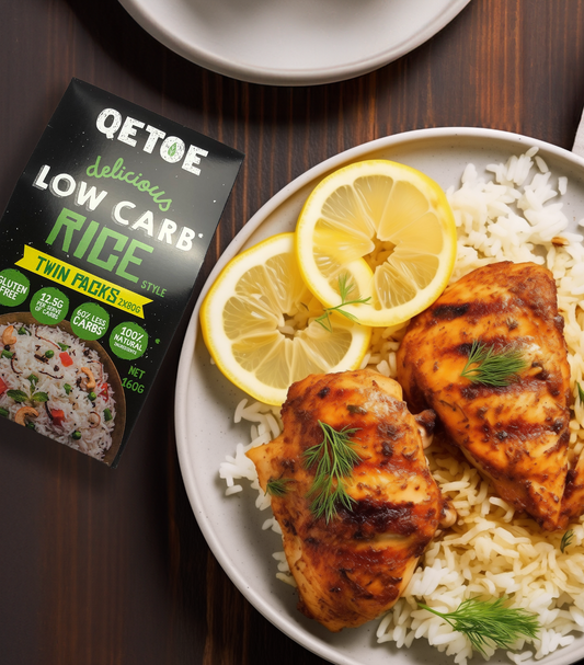 Grilled Lemon Herb Chicken with Qetoe Low Carb Rice