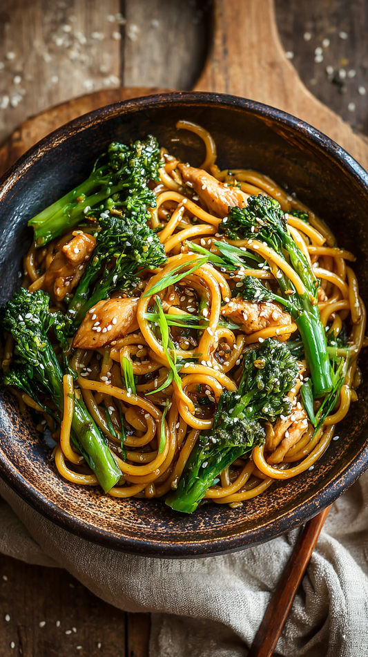 Qetoe Low Carb Noodles Stir-Fry with Chicken and Broccoli