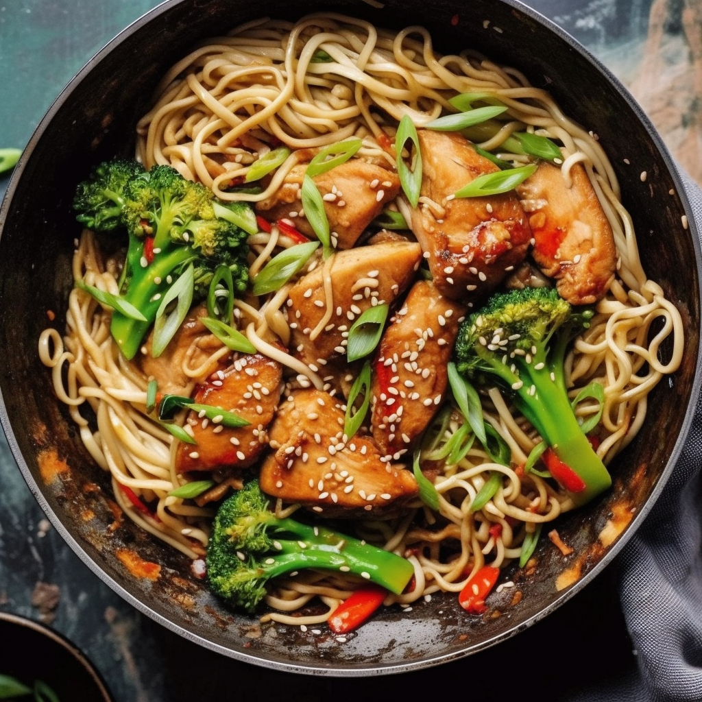 Qetoe Low Carb Noodles Stir-Fry with Chicken and Broccoli