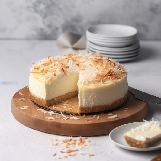 Low Carb Coconut cheesecake with toasted coconut frosting