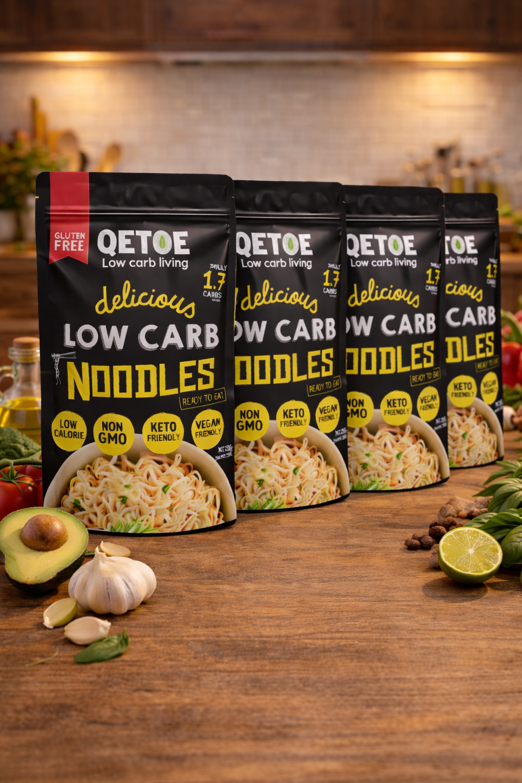Qetoe Low Carb Noodles - GLUTEN FREE - 4 PACK (4 x 200g)