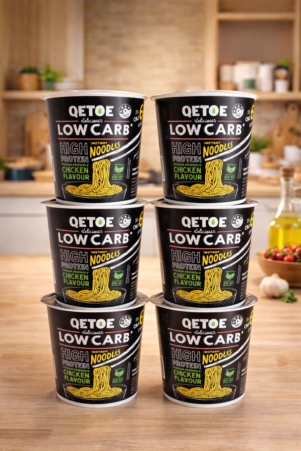 Qetoe Low Carb High Protein Instant Cup Noodle - CHICKEN 12 PACK