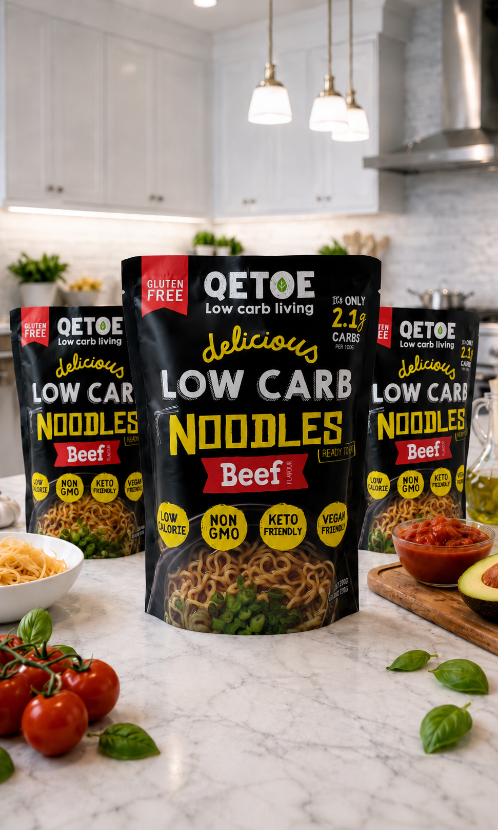 Qetoe Low Carb Beef Noodles 4 Pack (4x250g)
