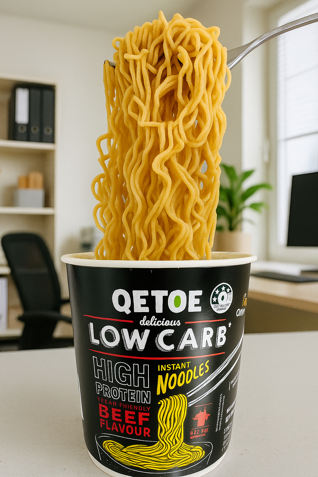 Qetoe Low Carb High Protein Instant Cup Noodle - COMBO 12 PACK