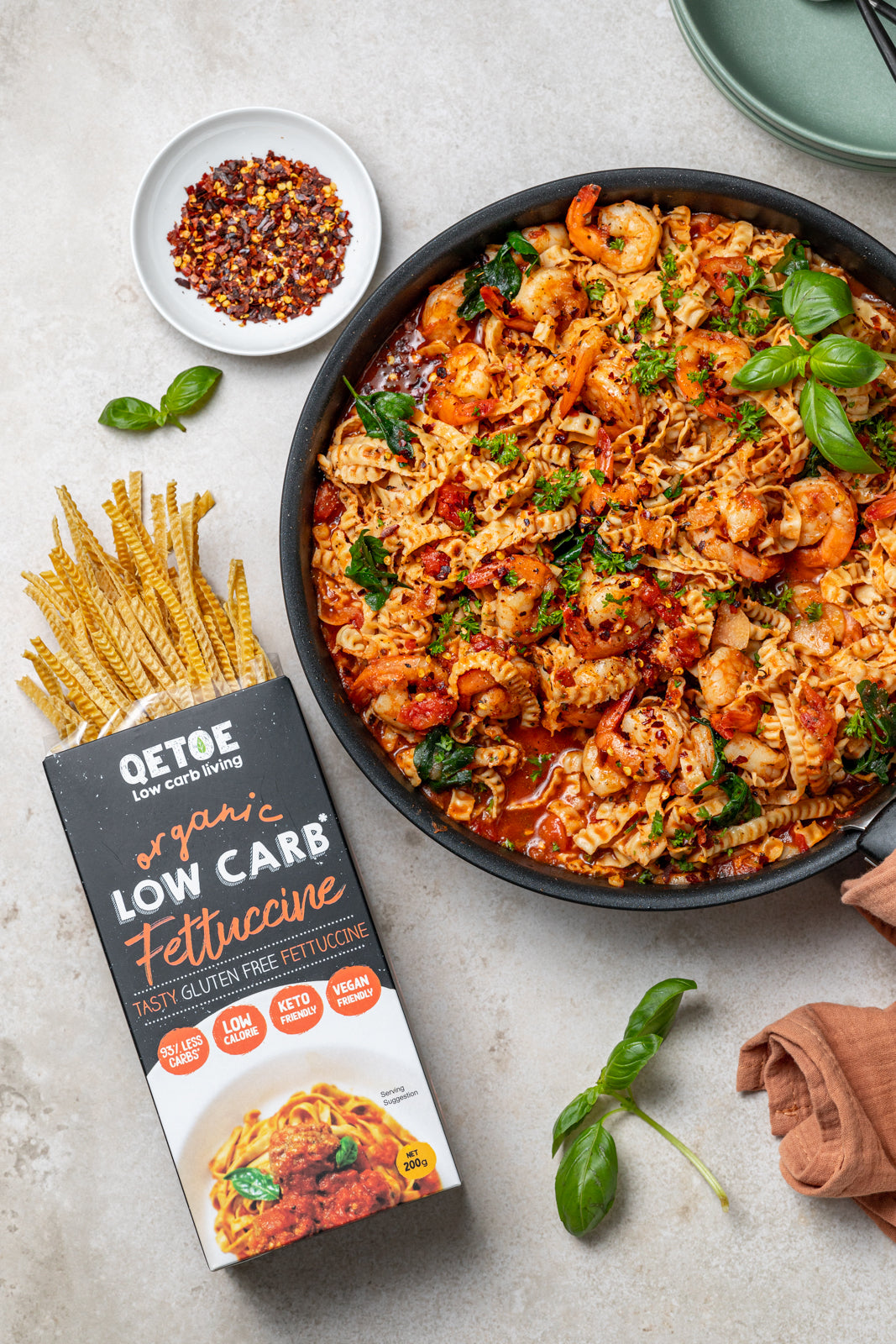 COMBO BUNDLE DEAL- 5 x Qetoe Organic Low Carb Fettuccine Pack & 5 X Qetoe Organic Low Carb Spaghetti Pack