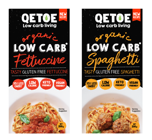 COMBO BUNDLE DEAL- 5 x Qetoe Organic Low Carb Fettuccine Pack & 5 X Qetoe Organic Low Carb Spaghetti Pack